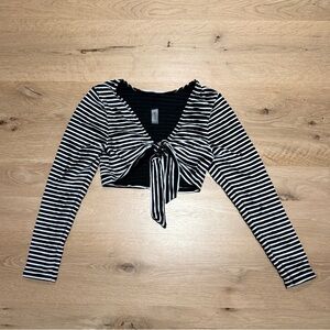 GIGI C Black and White Striped Coverup